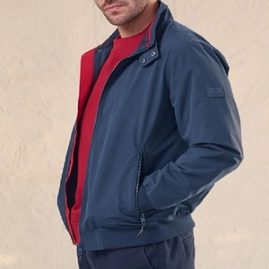 เสื้อแจ็คเก็ตบอมเบอร์สีพื้นสำหรับผู้ชาย ไซส์ใหญ่ ระบายอากาศได้ดี คอปกเหลี่ยม ผ้าแคนวาส สีกรมท่า ย้อมเส้นด้าย - Product Image 2