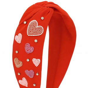 Red Heart Beaded <b>Headband</b> Comfortable Fit Handmade Crystal Embellished Romantic Hairband for Women & Girls Standout Looks 2026 - Product Image 1