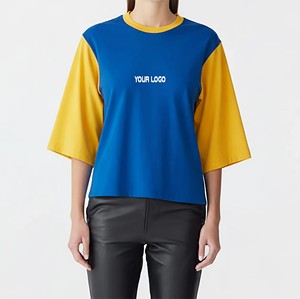 New Arrived 100% Cotton Polyester Streetwear Oversized Drop Shoulder 2-tone Heavyweight Breathable Ladies Tshirt OEM ODM Service - Product Image 1