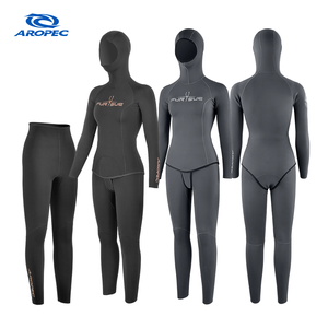 Combinaison de plongée 2 pièces pour femme, imprimée, en néoprène super extensible, avec construction GBS, coupe queue de castor, coupe-vent, logo personnalisé sur le devant - Product Image 1