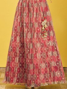 Conjunto de Blusa Corta sin Mangas con Bordado Floral Rosa y Falda Plisada de Organza, Traje Festivo para Mujer - Product Image 3