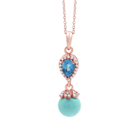 Collier pendentif en argent sterling 925 avec topaze bleue naturelle facettée et turquoise, bijou fin, le plus vendu en 2026, idéal pour un cadeau