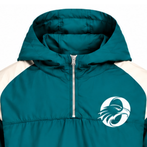 Mens Teal Colorblock Nylon <b>Hoodie</b> Shorts Set Lightweight Quarter Zip Sports Training <b>Running</b> Fitness Casual Activewear Outfit - Product Image 3