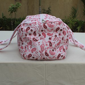 Pink Paisley Print Quilted Duffle Bag With Zipper Closure <b>Large</b> Capacity Travel Weekender Bag - Product Image 1
