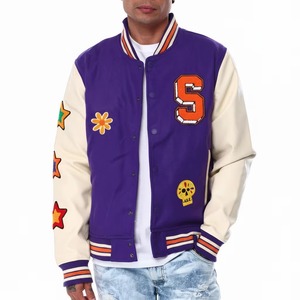 Chaqueta Letterman Personalizada con Parche Bordado en Chenilla, Logotipo Frontal, Estilo Vintage, para Invierno, Ecológica, Resistente al Viento y Transpirable - Product Image 1