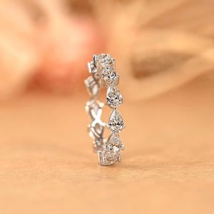 Marching Stone Pear Cut Moissanite Full <b>Eternity</b> Band <b>Ring</b> For Women's original 925 <b>Silver</b> You and Me Promise Gift For Partners - Product Image 4
