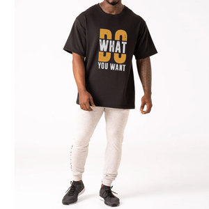 Camiseta de algodón grueso para hombre con logo personalizado de fábrica, cuello redondo, impresión 3D en relieve, de alta calidad. - Product Image 3