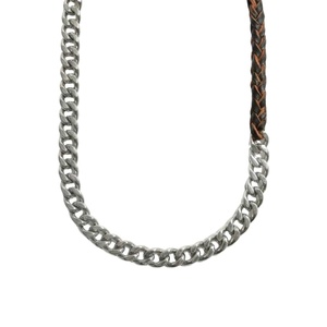 Pure <b>Titanium</b> Steel <b>Chain</b> with Brown and Black Beaded Rope Necklace for Men and Boys-17 Inch - Product Image 3