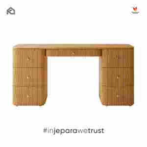 Modern Fluted Scandinavian Design Mahogany Solid Wood <b>Console</b> <b>Table</b> with 7 Drawers Handmade Custom Living Room Furniture - Product Image 2
