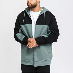 Sweat-shirt à capuche zippé pour homme, coupe classique, en polaire, style color block, décontracté, pour l'automne - Product Image 1