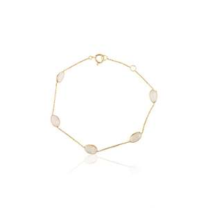 Rose Gold Plated 18K Oval Rainbow Moonstone Tennis Chain Bracelet - Product Image 5
