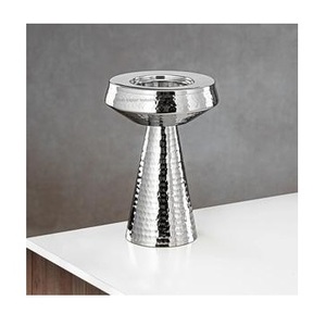 Brûleur d'encens en or martelé sur toute la surface – Porte-charbon et Bakhoor sur piédestal en forme de trompette évasée - Product Image 4