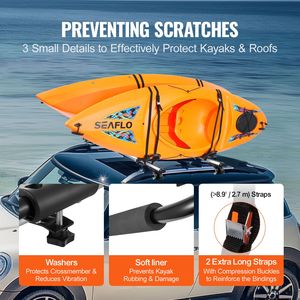 Portapacchi per Kayak con 2 Barre a J, Supporto Morbido per Tetto, Fissaggio per Kayak, Tavola da Surf, Canoa, SUP, Sci, per Tetto Auto - Product Image 6