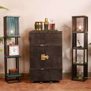 Armoire de rangement en cuir, design classique, accessoires de bar, porte-bouteilles de vin, personnalisé, fait main, pour la maison et le café - Product Image 6