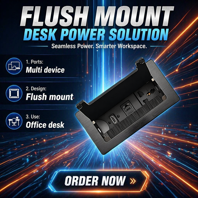 Desk Flip-top Multimedia Socket Embedded Pop up Socket with Brushed with Network Port HDMI Port