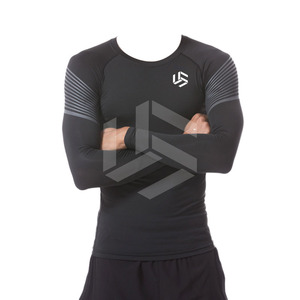 เสื้อแขนยาวรัดรูปแห้งเร็วสำหรับผู้ชาย เสื้อออกกำลังกาย ยืดหยุ่น กระชับรูปร่าง เสื้อกีฬา เสื้อฟิตเนส เสื้อรัดกล้ามเนื้อผู้ชาย ป้องกันการระคายเคือง - Product Image 2