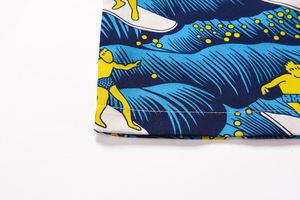 Men's Hawaiian Shirt Short Sleeve Blue Surf Pattern Print Turn-down Collar Summer Vacation Shirts Breathable Polyester Cotton - Product Image 5