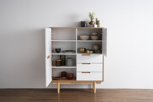 Modern <b>Tall</b> <b>Storage</b> Sideboard Cabinet with Shelves for Living Room Dining Room Home Office Furniture Organizer - Product Image 6