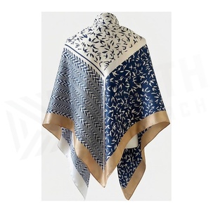 Women's Square <b>Silk</b> Scarf Geometric Print Elegant Multi-Functional Fashion Accessory All Seasons - Product Image 2