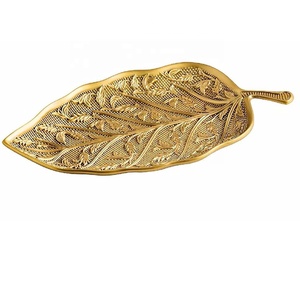 New Arrival Brass Leaf Jewelry <b>Ring</b> Holder Metal Decorative Jewelry Tray Trinket Dish for <b>Rings</b> Earrings Necklaces Watch Keys - Product Image 1