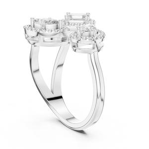 แหวนหมั้นเพชรสามเม็ดเงินแท้ 925 ชุบโรเดียม รูปทรงลูกแพร์ มาร์คีส์ เอเมอรัลด์คัท ประดับเพชรแล็บโกรว์ พร้อมใบรับรอง IGI - Product Image 4