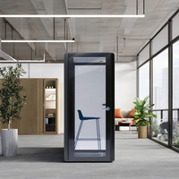 Pod kantor aluminium Modern dengan Stan vokal kedap suara Stan telepon pribadi untuk kantor rumah Hotel atau Mall bingkai baja
