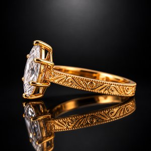Anillo de Compromiso Solitario de Oro Sólido de 14k con Diamante Cultivado en Laboratorio de Corte Marquesa Vintage de 2.5 Quilates, Color E, VS1, Certificado IGI, para Ella - Product Image 5