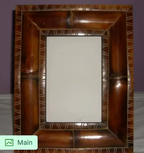 Cadre photo en bois de style bambou rustique fait main, marron de luxe, sculpté, avec esthétique tropicale pour un intérieur moderne - Product Image 2