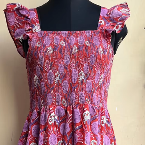Vestido indio sin mangas con cuello cuadrado y tirantes ajustables, estampado a mano, superventas 2026, a precio de fábrica - Product Image 1