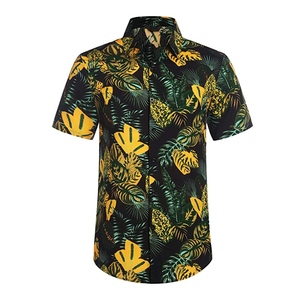 เสื้อยืดแขนสั้นพิมพ์ลายต้นปาล์มสำหรับผู้ชาย ทรงปกติ สวมใส่สบาย คอกลม ระบายอากาศได้ดี ผลิตจากผ้าโพลีเอสเตอร์ถัก - Product Image 2