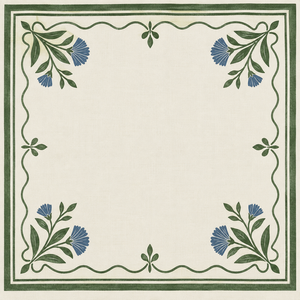 Serviette de table en coton imprimé de qualité supérieure avec bordure florale bleue élégante, serviette de table décorative pour la maison et les restaurants - Product Image 4