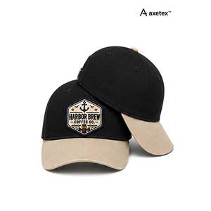 Axetex Unisex <b>Baseball</b> <b>Cap</b> <b>Black</b> Beige Embroidered Harbor Brew Coffee Co Logo Casual Spring Summer 100% Cotton Breathable - Product Image 5