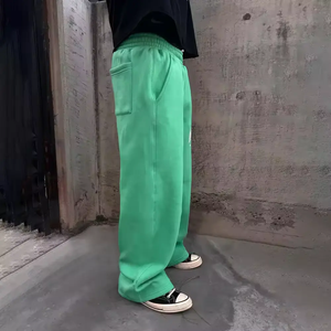 High Quality Y2K Stacked Pants Men Flared Sweatpants Custom Logo Puff Print Wide Leg Joggers - Product Image 3