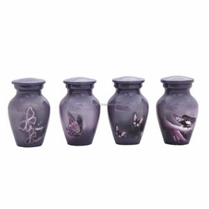 Urna de cremación de recuerdo de aluminio de estilo americano Juego de 4 Mini urna funeraria personal de metal para mascotas y cenizas humanas Colores azules - Product Image 4