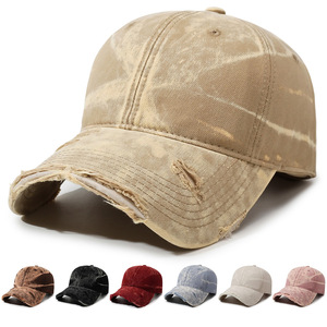 Cross Border Washed Distressed Baseball Hat UV Sun Visor <b>Cap</b> Casual Outdoor Headwear Men <b>Women</b> Spring Autumn Daily Use - Product Image 1