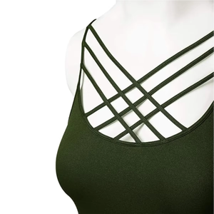 Women <b>Strappy</b> Cross Back Sports Bra Padded Yoga Gym Fitness Workout Activewear <b>Top</b> Wholesale Athletic Training Bra Private Label - Product Image 4