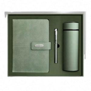 Wholesale Promotional Gifts Leather <b>Note</b> <b>Book</b> Thermos Cup Customizable Business Notebook Gift Set With Pen and Water Bottle - Product Image 1