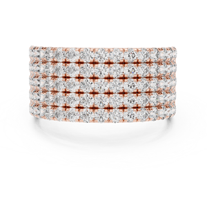 Bague de luxe en diamant rond cultivé en laboratoire, sertie en or blanc 18 carats, demi-alliance, pour fiançailles, fêtes, mariages, usage quotidien et bureau. - Product Image 5