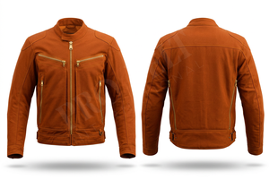 เสื้อแจ็คเก็ตมอเตอร์ไซค์ผ้าฝ้าย 100% ดีไซน์ทันสมัย พร้อมซิปสีทอง วัสดุผ้าแคนวาสทนทาน เสื้อผ้าลำลองเพื่อความปลอดภัยสำหรับขี่มอเตอร์ไซค์ - Product Image 3