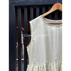 Vestido largo de algodón sin mangas, color crema, hecho a mano, estilo bohemio, para verano. - Product Image 6