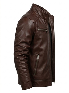 Elegante Chaqueta de Cuero para Hombre, Cuello Alto Clásico, Abrigo Moderno para un Look Diario - Product Image 2