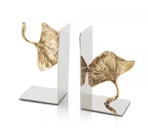 Elegant Metal Bookends Decorative Book Holder Non Slip Book Stopper <b>Office</b> Desk <b>Shelf</b> Organizer - Product Image 5