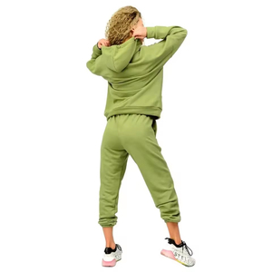 Conjunto Casual Personalizado para Mujer 2 en 1, 100% Algodón, con Chaqueta Corta con Capucha y Pantalones Deportivos en Bloques de Color a la Moda - Product Image 5
