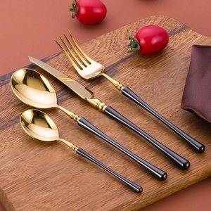 Modern Look Serving <b>Cutlery</b> Set Glossy <b>Gold</b> & <b>Black</b> Finished Amazing <b>Cutlery</b> Set for Dining Tableware Serving <b>Cutlery</b> for Sale - Product Image 1