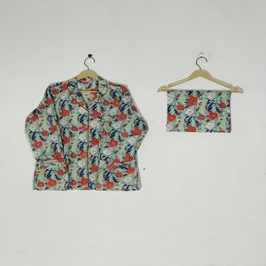 Ensemble de pyjama floral imprimé à la main de haute qualité - Vêtements de nuit en coton, vêtements de nuit et de détente bohèmes pour femmes, cadeau d'été - Product Image 2