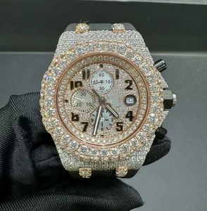 Montre Ap automatique diamant de laboratoire personnalisée avec bracelet en caoutchouc montres moissanite AP VVS style Hip Hop en or 18 carats 2 tons en acier inoxydable - Product Image 1