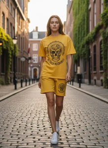 เสื้อยืดพิมพ์ลาย DTG สำหรับผู้ชาย คุณภาพสูง ทรงหลวมไหล่ตก ผ้าถักนิตติ้ง 100% คอตตอน ชุด 2 ชิ้น ผ้าฝ้าย 100% - Product Image 6