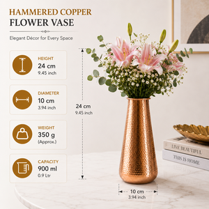 Jarrón de Flores de Cobre Martillado Hecho a Mano, Jarrón Decorativo de Metal para Decoración del Hogar, Centro de Mesa, Arreglos Florales, Decoración de Bodas - Product Image 5