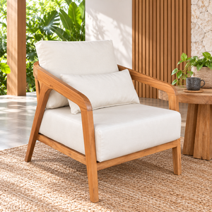 Solid Wood Accent Chair Manufacturer Custom Teak <b>Armchair</b> Factory OEM ODM Indonesian Wooden Furniture Wholesale Export Supplier - Product Image 1