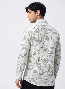 Chemise décontractée pour homme Enovate à manches longues, imprimé floral, col rabattu, manches longues, respirante, en lin tissé pour l'été - Product Image 2
